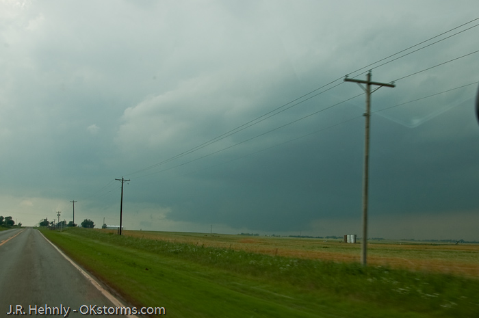 A well defined wall cloud came into view as we approached Hennessy.