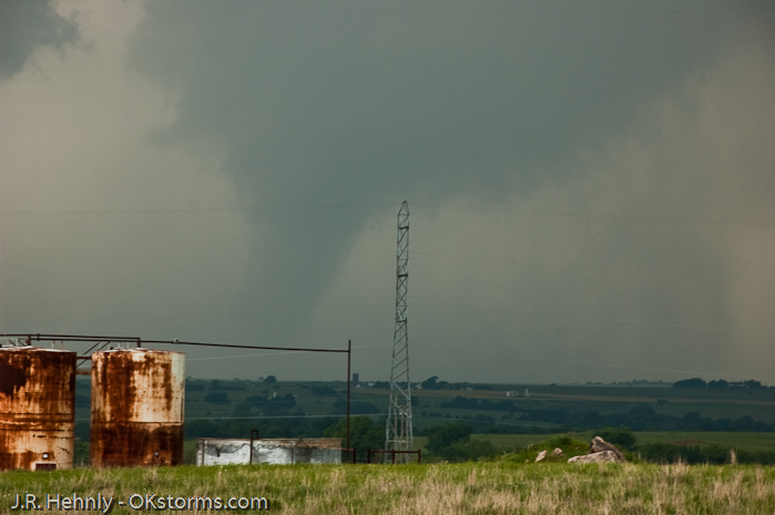 Looking northwest toward Orlando, OK as another tornado forms.