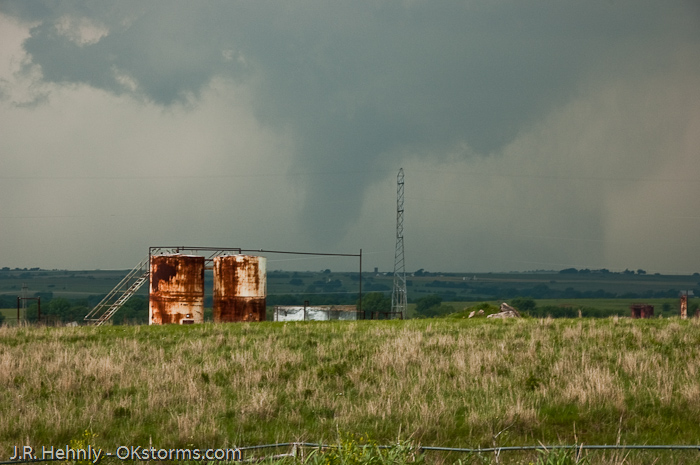 Looking northwest toward Orlando, OK as another tornado forms.
