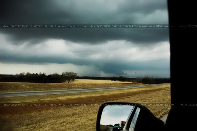March 30, 2006 - Oklahoma and Kansas Chase I-35 north of Guthrie, OK. The storm becomes tornado warned as a wall cloud develops to our northwest - 20060330_134917.jpg