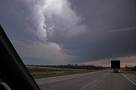 Approaching Parsons, KS from the west - Storm is racing off to the east of me.
