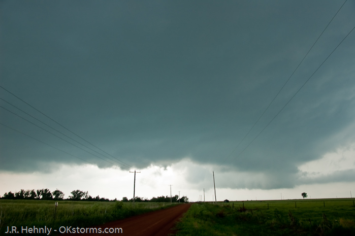Wall cloud northwest of Hennessy, OK.