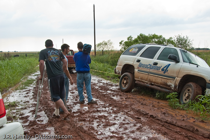 Some local came to our aid and were able to pull me out after being stuck for 45 minutes or so. Fortunately, the storms were slow moving and we were able to quickly catch back up.
