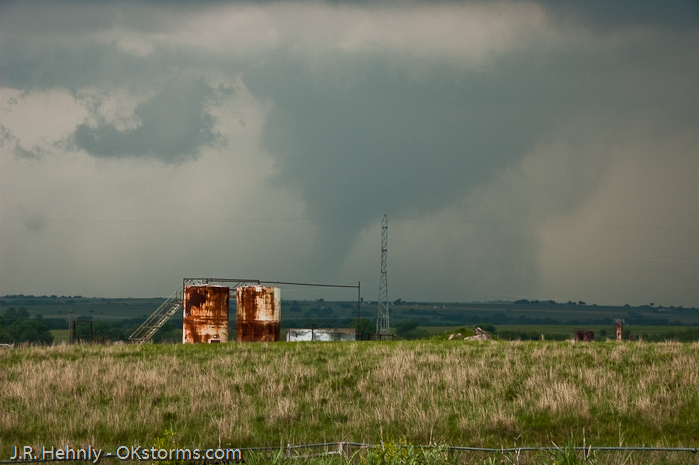 Looking northwest toward Orlando, OK as another tornado forms.