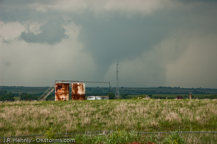 Looking northwest toward Orlando, OK as another tornado forms.