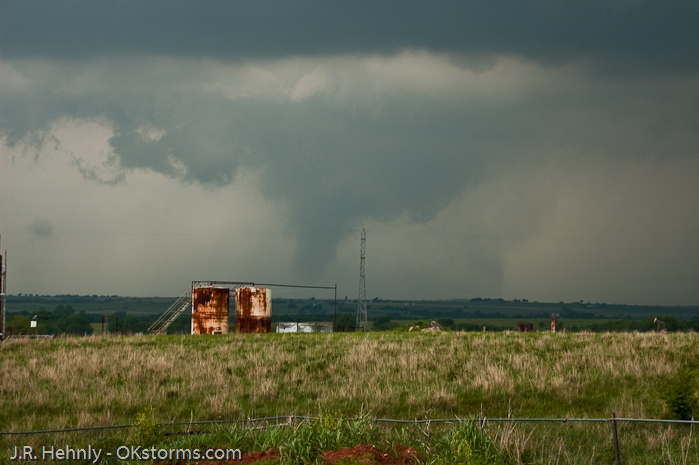 Looking northwest toward Orlando, OK as another tornado forms.
