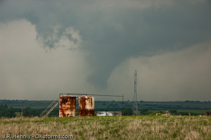 Looking northwest toward Orlando, OK as another tornado forms.