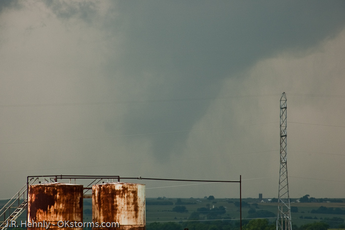 Looking northwest toward Orlando, OK as another tornado forms.