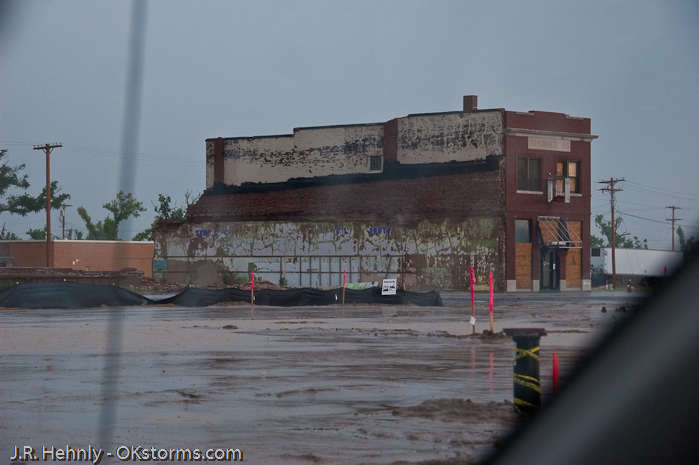 Stayed in Greensburg as the storm moved east, but was caught by larger than expected hail thrown from the storm and ended up with some cracks in the windshield.