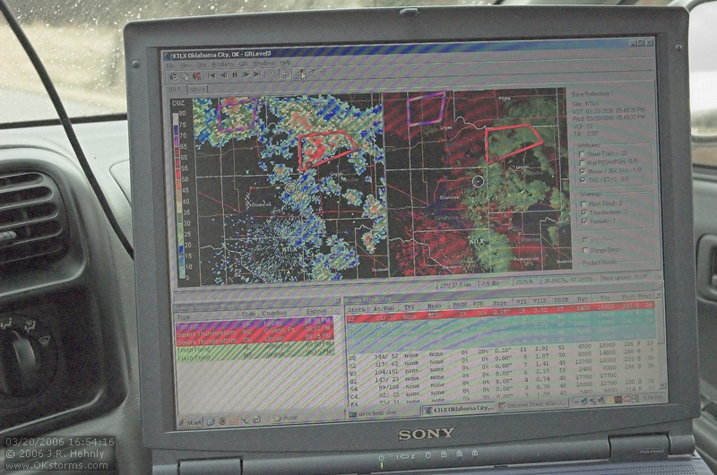 16:54:16 - Tornado warning northwest of me, but the cell ahead of me to the northeast is intensifying.