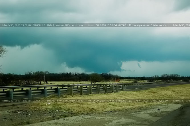 March 30, 2006 - Oklahoma and Kansas Chase I-35 north of Guthrie, OK. The storm becomes tornado warned as a wall cloud develops to our northwest - 20060330_135004.jpg