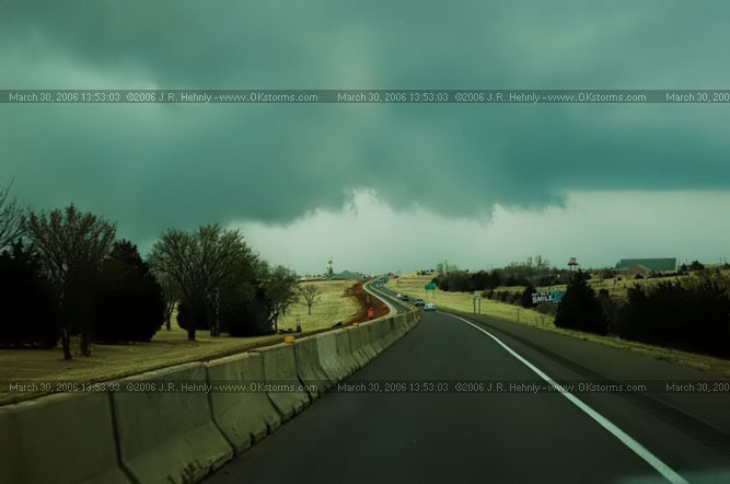 March 30, 2006 - Oklahoma and Kansas Chase I-35 north of Guthrie, OK. The storm becomes tornado warned as a wall cloud develops to our northwest - 20060330_135303.jpg