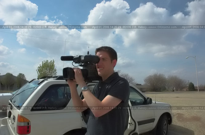 April 1, 2006 - Shamrock, Texas and Western Oklahoma Keith Cavey gets his camera ready for action.
 - 20060401_143529.jpg