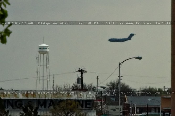 April 1, 2006 - Shamrock, Texas and Western Oklahoma This low flying aircraft looked a bit out of place.
 - 20060401_150135.jpg