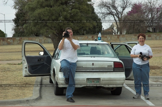 April 1, 2006 - Shamrock, Texas and Western Oklahoma Mick Ptak and Angie Norris are ready for somthing to happen.
 - 20060401_152214.jpg