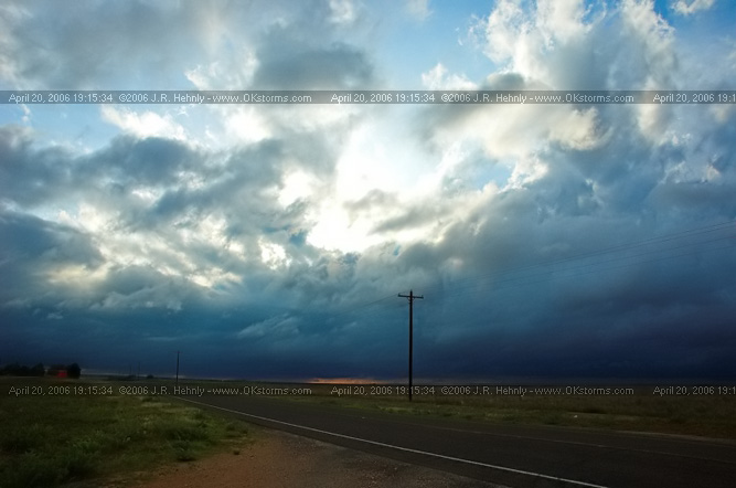 April 20, 2006 - West Texas, Lamesa Southwest of Lamesa, TX - A few showers form, but with cold surface temperatures they don't do much more than rain.
 - 20060420_191534.jpg