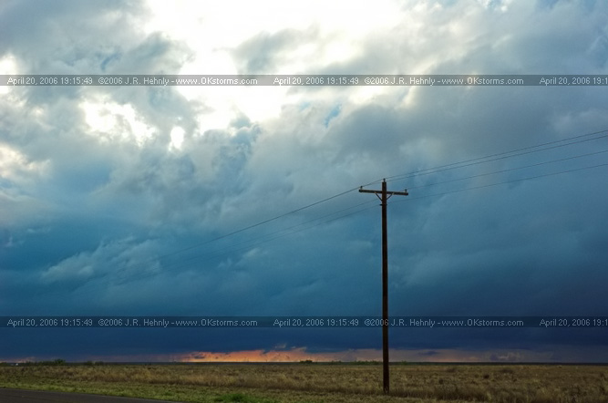 April 20, 2006 - West Texas, Lamesa Southwest of Lamesa, TX - A few showers form, but with cold surface temperatures they don't do much more than rain.
 - 20060420_191549.jpg
