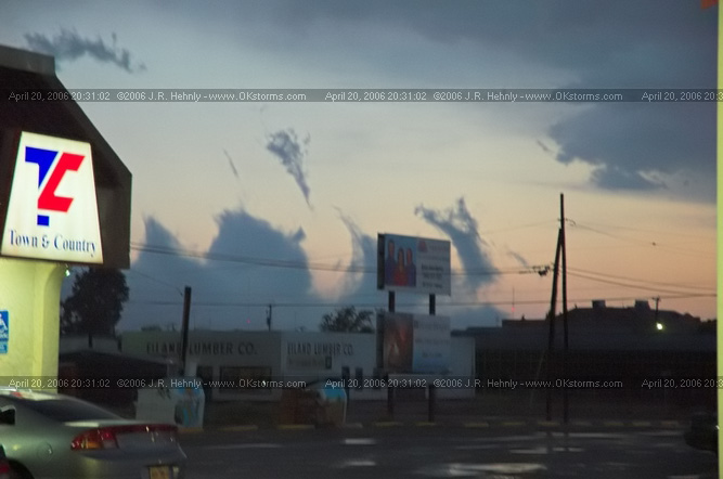 April 20, 2006 - West Texas, Lamesa Lamesa, TX - Sun sets, the incredible shear can be seen in rising scud clouds.
 - 20060420_203102.jpg